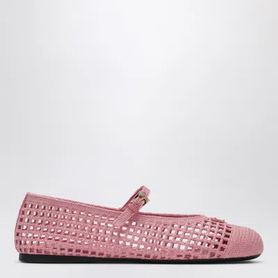 Prada Begonia-colored Crochet Knit Ballet Flats In Multi