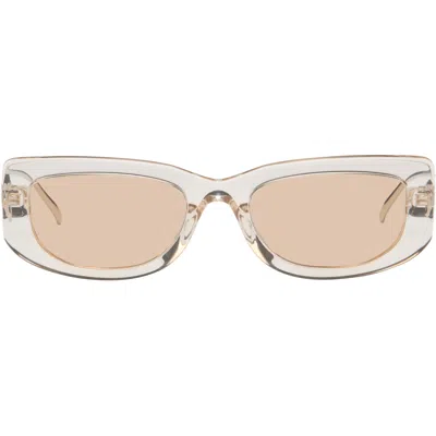 Prada Beige & Silver Triangle Logo Sunglasses