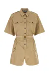 Prada Tuta In Cotone Kaki Donna In Beige