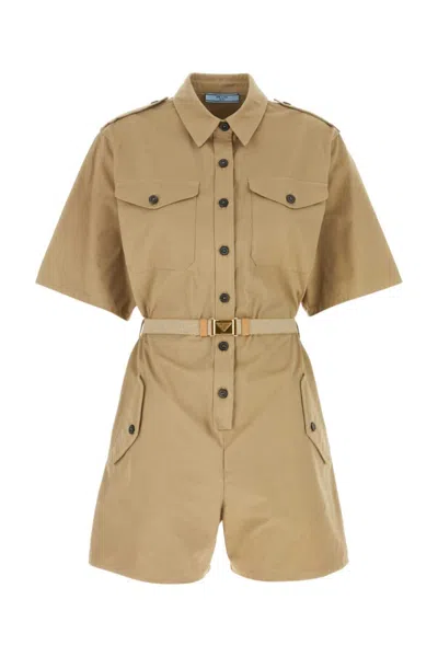 PRADA BEIGE BELTED PLAYSUIT