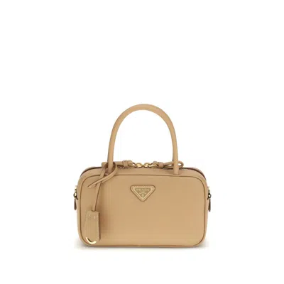 Prada Beige Calf Leather Bos Taurus Handbag In Nude