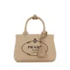 Prada Small Canvas Handbag With Silver-tone Hardware In Brown