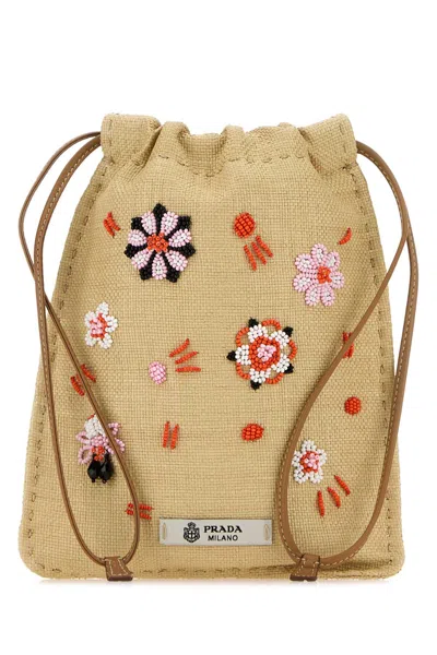Prada Beige Canvas Phone Holder