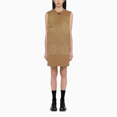 Prada Mini Abito In Cotone Cammello Donna In Beige