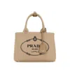Prada Small Canvas Handbag With Silver-tone Hardware In Brown