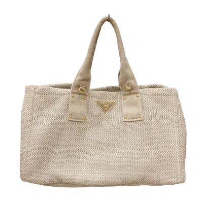 Pre-owned Prada Beige Canvas Tote Bag () In Sand