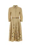 Prada Mirror Embellished Belted Midi Dress