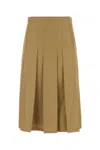 Prada Beige Cotto Blend Skirt In Nude