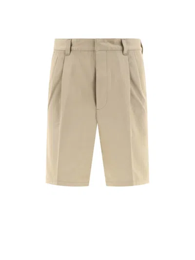Prada Beige Cotton Bermuda Shorts In Corda