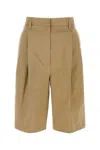 Prada Cotton Bermuda Shorts Front Pleats In Kaki