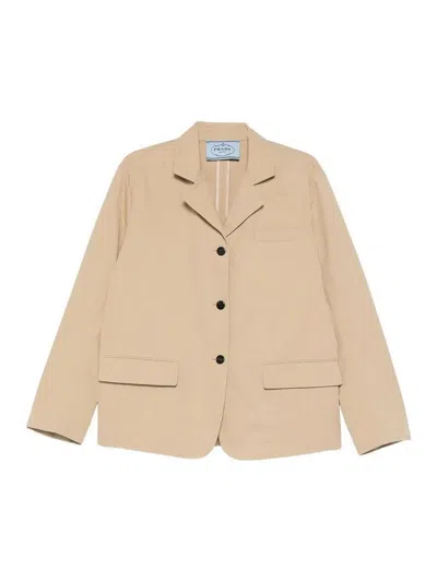 Prada Beige Cotton Blazer In Brown