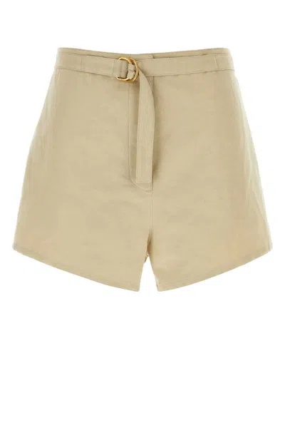 PRADA PRADA BEIGE COTTON BLEND SHORTS