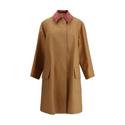 Prada Beige Cotton Coat In Brown