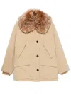 Prada Jacket With Faux Fur Collar And Long Sleeves In Multi