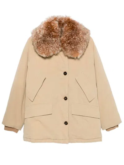 Prada Beige Cotton Down Jacket In Neutral