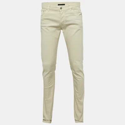 Pre-owned Prada Beige Cotton Drill Regular Fit Trousers M