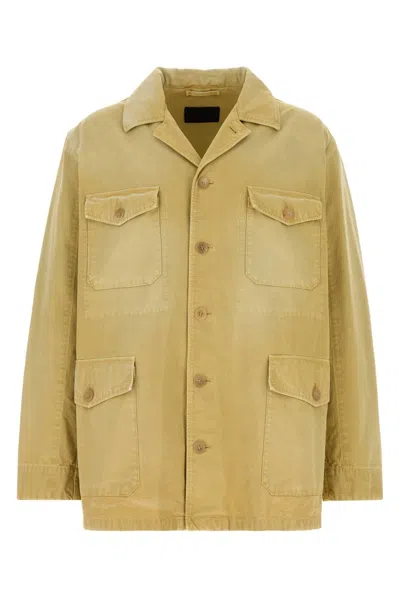 Prada Beige Cotton Jacket In Brown