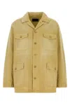 Prada Cotton Jacket Collared Design Four Pockets In Brown