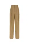 Prada Pantalone In Cotone Cammello Donna In Beige