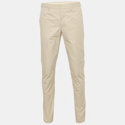 Pre-owned Prada Beige Cotton Regular Fit Trousers M