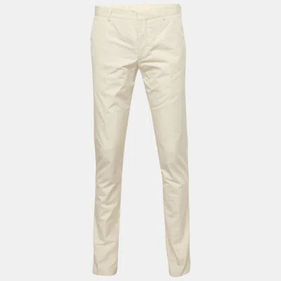 Pre-owned Prada Beige Cotton Regular Fit Trousers M