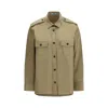 Prada Cotton Poplin Shirt Tailored Collar Button Epaulettes In Green