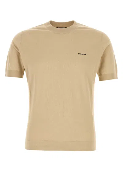 Prada Beige Cotton Sweater In Brown