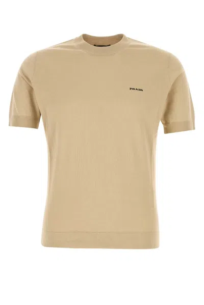 Prada Beige Cotton Sweater In Neutral