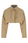 Prada Camicia In Popeline Beige Donna In Beige