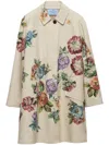 Prada Grey Floral-print Single-breasted Coat In Neutrals