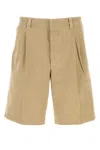 Prada Bermuda In Gabardine Beige  Uomo In Corda