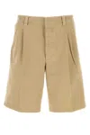 Prada Beige Gabardine Bermuda Shorts In Neutral