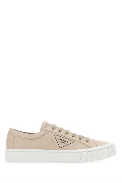 PRADA BEIGE GABARDINE WHEEL SNEAKERS