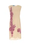 Prada Georgette Midi Dress In Beige