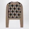 Prada Beige Jacquard Cashmere Sweater In Brown