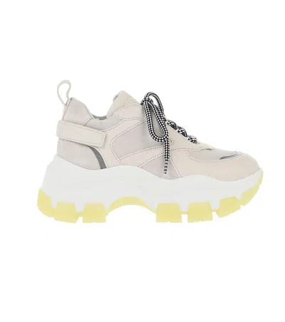 Prada Beige Lace Up Sneakers In Pattern