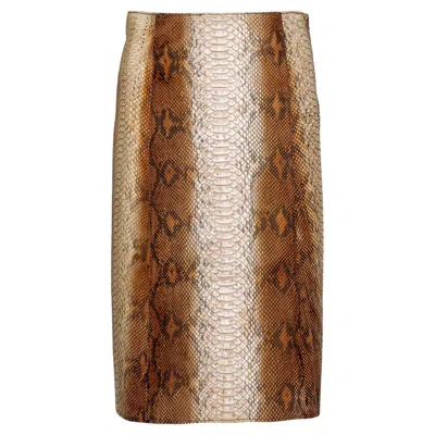 Pre-owned Prada Beige Leather A-line Skirt In Brown