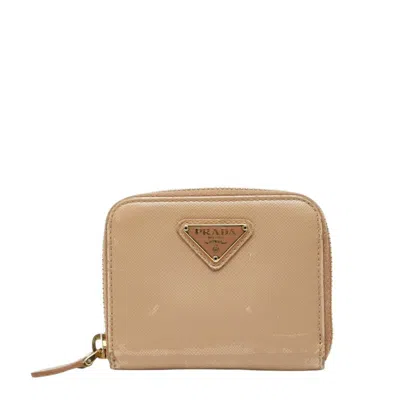 Pre-owned Prada Beige Leather Coin Purse/coin Case ()
