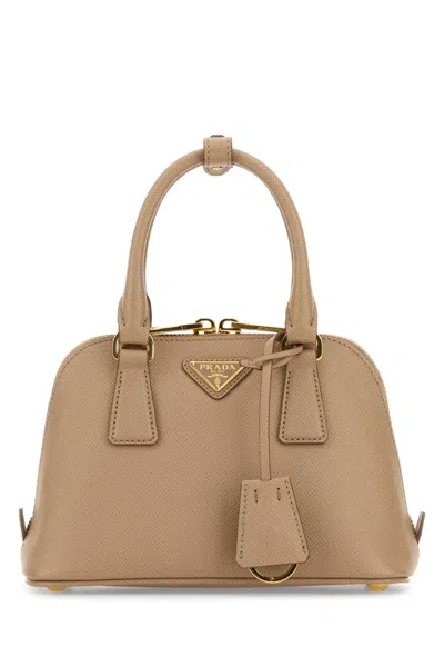 Prada Beige Leather Handbag In White