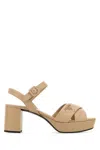 Prada Beige Leather Heels In Sand