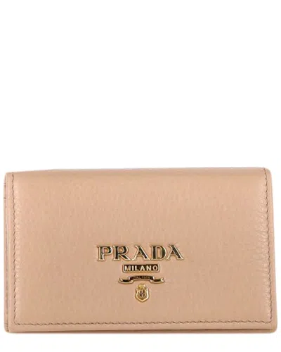 Prada Beige Leather Logo-plaque Foldover Card Holder, Never Carried (authentic  Pre-loved) In Brown