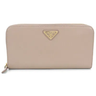 Pre-owned Prada Beige Leather Long Wallet (bi-fold) ()