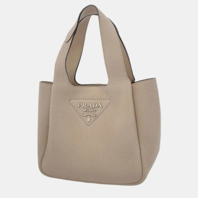 Pre-owned Prada Beige Leather Mini Top Handle Bag