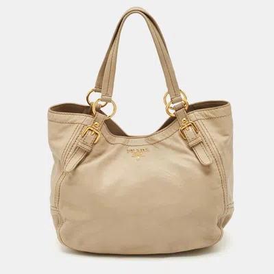 Pre-owned Prada Beige Leather Tote
