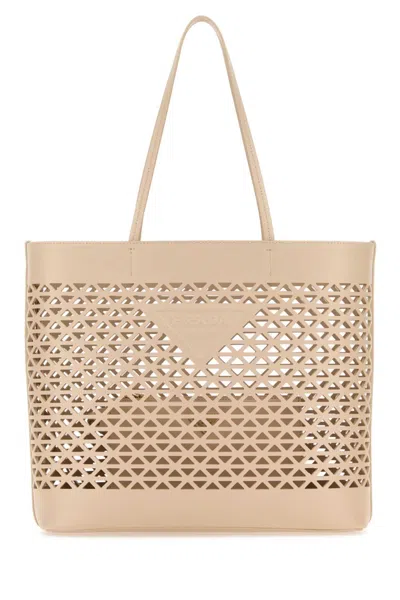 Prada Cut-out Design Leather Shopping Bag In Black