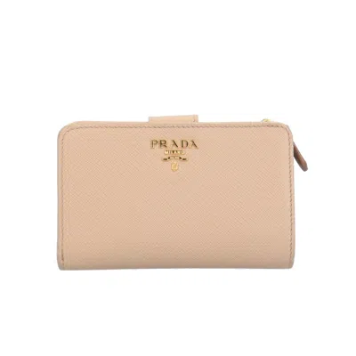 Pre-owned Prada Beige Leather Wallet (bi-fold) () In Sand