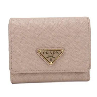 Pre-owned Prada Beige Leather Wallet (tri-fold) ()