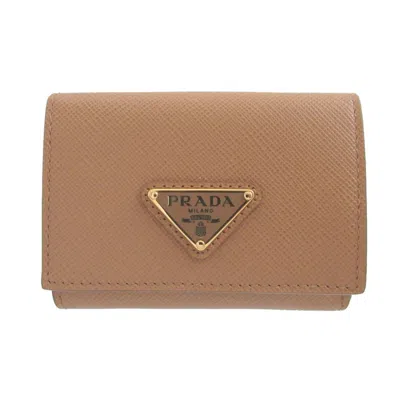 Pre-owned Prada Beige Leather Wallet (tri-fold) ()
