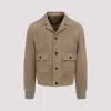 Prada Classic Button-up Lamb Leather Jacket In Brown