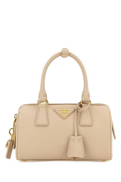 Prada Beige Logo Mini Satchel In Neutral